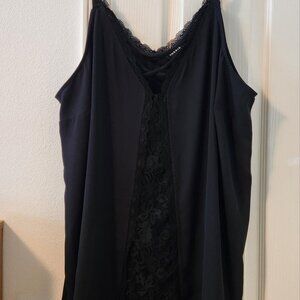 Torrid Black V-Neck Crepe Lace Trim Cami Size 3